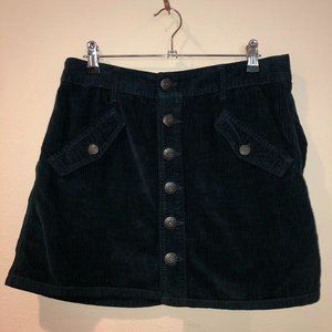 AE High-Waisted Teal Corduroy A-Line Mini Skirt